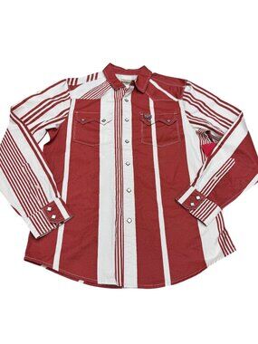 NWT Kimes Ranch Men's Bandit Striped Western LS Shirt Diamond-Shape Button Sz M
